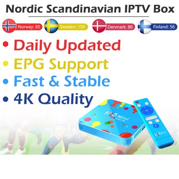 

H96 Mini TV Box Android 9.0 Allwinner H6 Quad Core Wifi 4G/128G Smart TV Box +World IPTV 9000Live+5000VOD Scandinavian IPTV