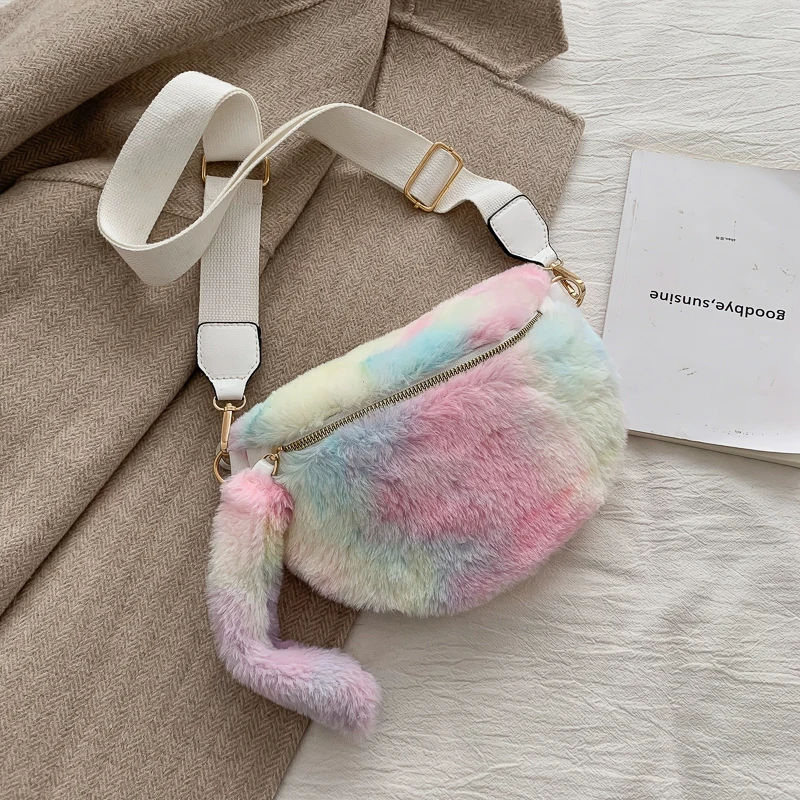 Новая роскошная леопардовая сумка на груди из искусственного меха, женская модная шерстяная сумка через плечо, высокое качество, меховые поясные сумки, подушка, поясная сумка - Цвет: Colorful