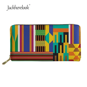 

Jackherelook Enthic Tribe Tribal Print Female Long Wallet Large Capacity Zipper Coin Money Keeper Fashionable PU Card Holder