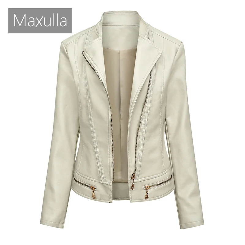 

Maxulla Autumn Women Faux Leather Jackets Lady Girl's Zipper Basic Biker Coat Casual Women Outwear Motor Jackets Clothing