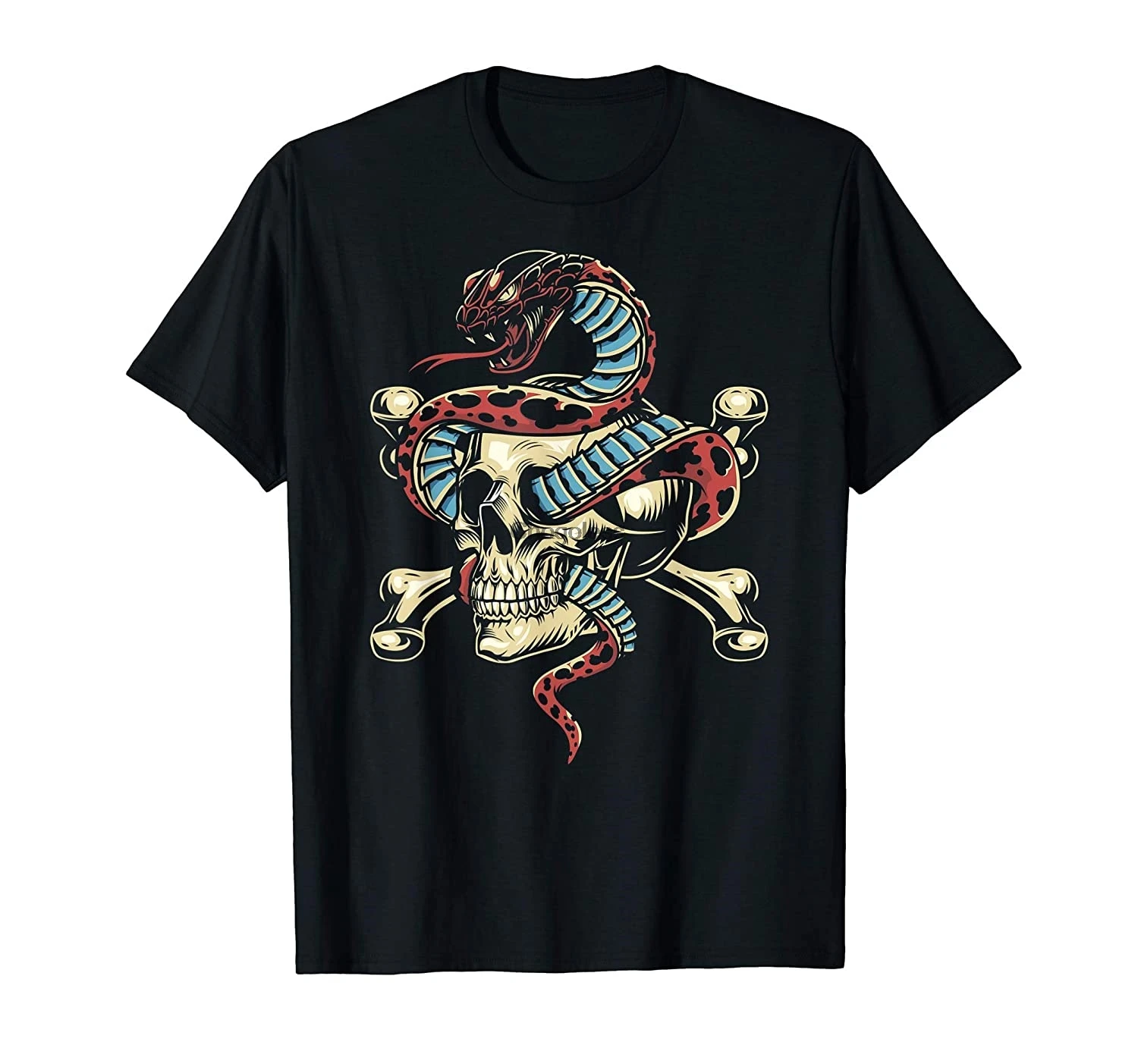 Halloween Retro Vintage Hardcore Death Snake Skull T-Shirt |