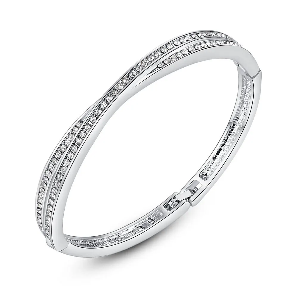 

CAB10 Double row cross Zircon Bracelet