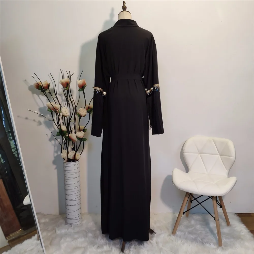 Elegant Muslim Tassels Abaya Maxi Dress Cardigan Long Robe Gowns Kimono Jubah Ramadan Arab Dubai Caftan Islamic Prayer Clothing