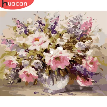 

HUACAN Painting By Number Flower Drawing On Canvas Gift DIY Pictures By Numbers Flowers Kits Hand Painted Paintings Home Decor