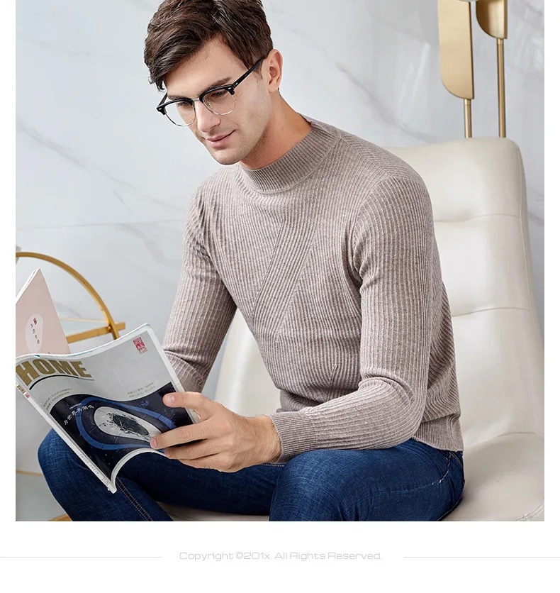 Sweater Men s19 New 100 Wool Youth Crewneck Solid Color Turtleneck Sweater Pure Wool Sweater for 2