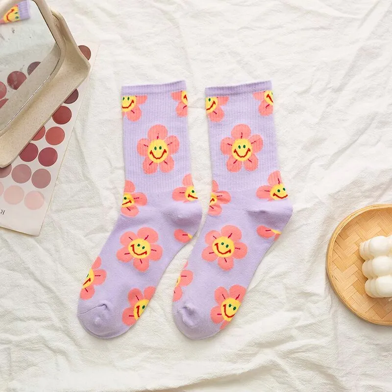 bombas socks for women New Arrivals Japanese Korean Style Cartoon Flower Women Socks Harajuku Kawaii Socks Breathable Spring Autumn Casual Socks adidas socks women