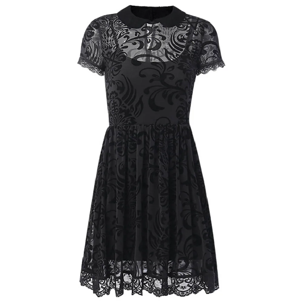 

Rosetic Vintage Gothic Dresses Grunge Punk Patchwork Two Pieces Harajuku Female Dress Transparent Mesh Chic Lolita Girl SexyDres