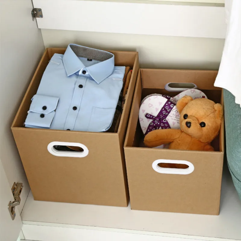 2 шт ручки крышки крафт бумаги коробки для хранения высокой емкости офисная файл