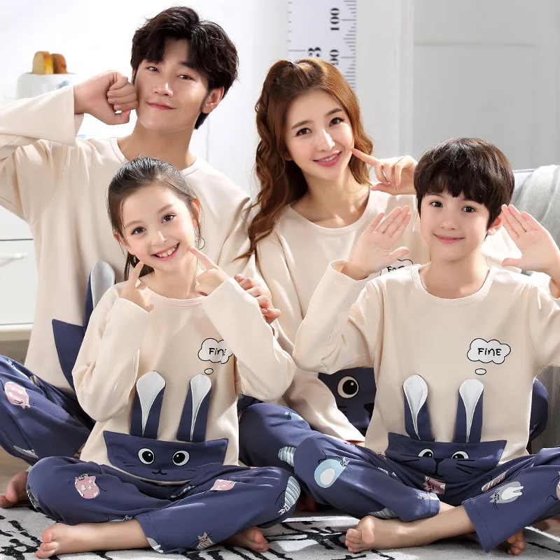 

SAILEROAD Family Matching Parent-child Rabbit Pajamas Sets Cotton Children Women Baby Kids Homewear Fashion PJS Set Nightwear