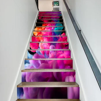

Stair Sticker Colorful Fog Beautiful Picture Paper Self Adhesive Decal PVC Waterproof Print Art Home Decor DIY for Living Room