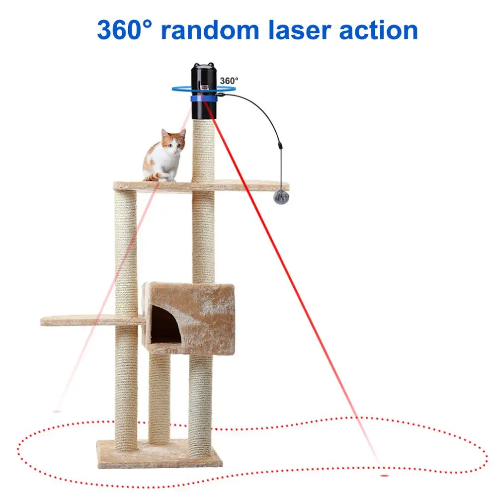 Игрушки для кошек, лазерные игрушки, добавить к любому когтеточному столбу, 360 градусов, автоматический вращающийся лазер, электронное движение, Лазерная Игрушка для кошек