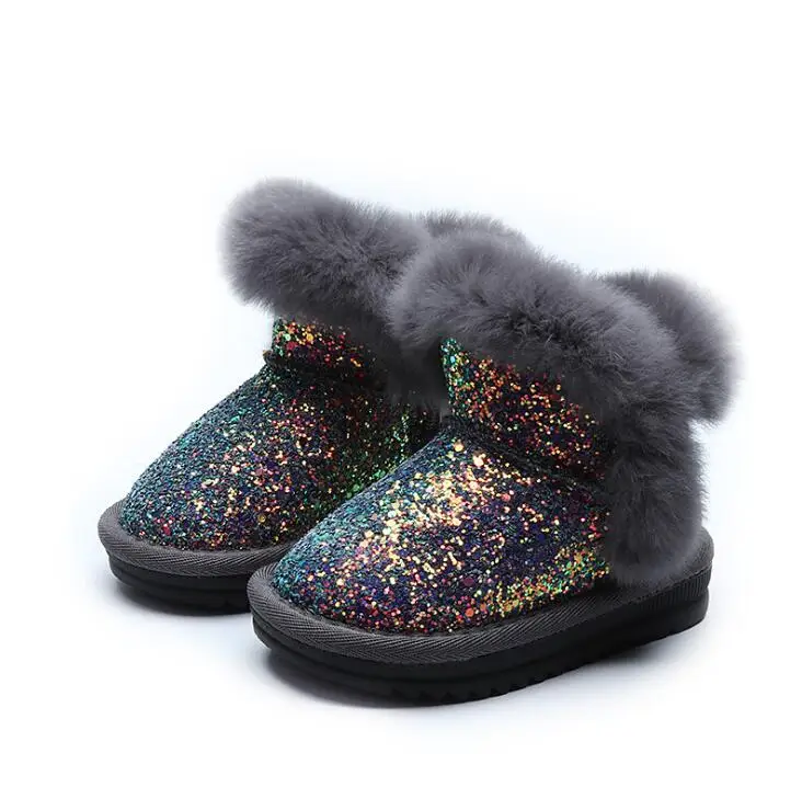 

Winter Kids Fashion snow boots thick Child Genuine Leather warm plush soft bottom baby girls boots winter ski boot for baby