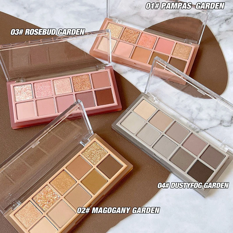 DIKALU 10 Colors Eyeshadow Palette Nude Shimmer Pearly Matte Earth Color Eyeshadow Shiny Powder Eye Shadow Disc Eye Pigments
