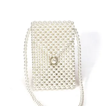 

Luxury Lady Handmade Pearl Clutch Handbag With Chain 2020 Women Classical Style Small Purse Day Evening Envelop Bags