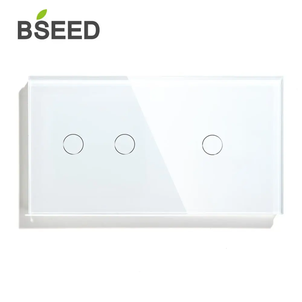 Белый Сенсорный выключатель Bseed, 1 комплект, 2 комплекта, 1 способ, 2 способа, 157 мм, светильник, кристалл, класс, панельный переключатель, белый, черный, золотой - Цвет: Белый