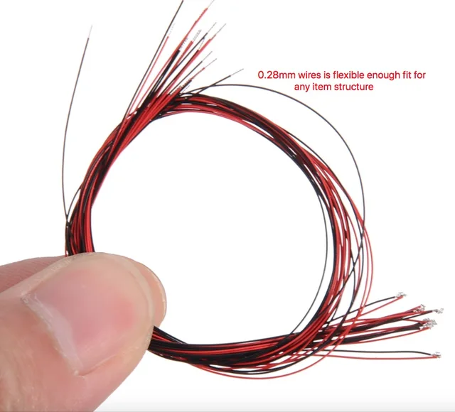 10pcs 0402 0.28mm SMD Pre-soldered Micro Litz Wired LED Leads 20cm 3V Patch Lights For Diorama Architectural Model Making 6