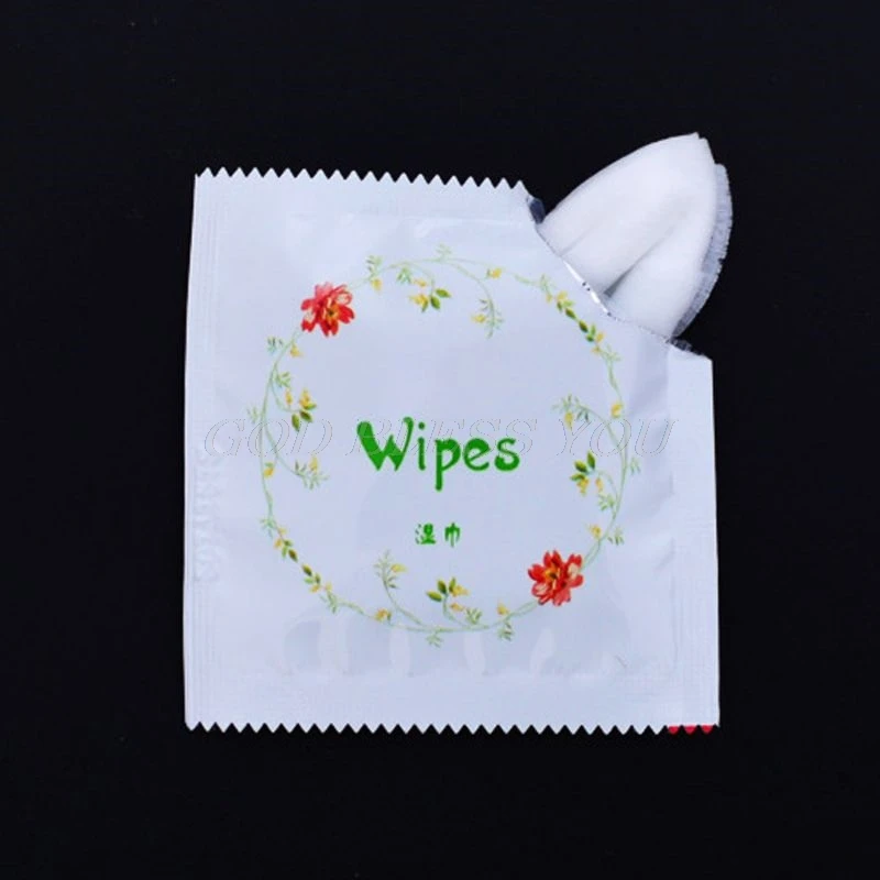 10 шт портативный мультфильм цветочный принт форма презерватива влажные салфетки ткани для чистки лица путешествия случайный цвет