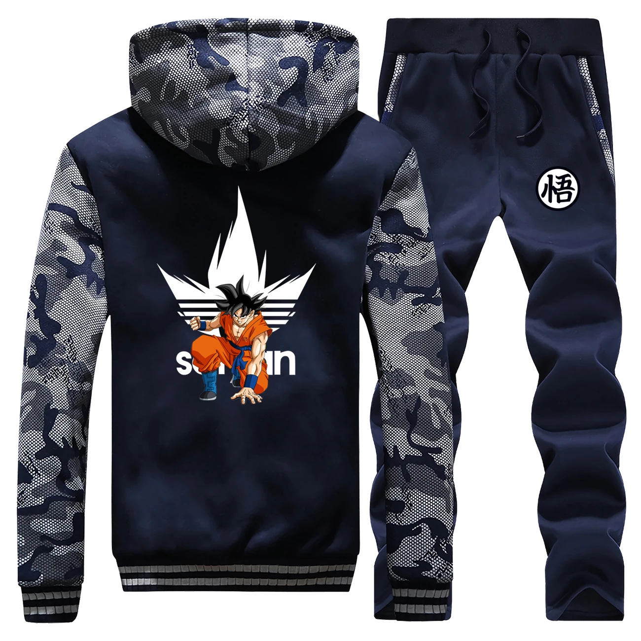 

Dragon Ball Z Warm Tracksuit Super Saiyan Brand Men's Thick Sets Japanese Anime 2019 Winter Harajuku Hip Hop Pants Sweatshirts