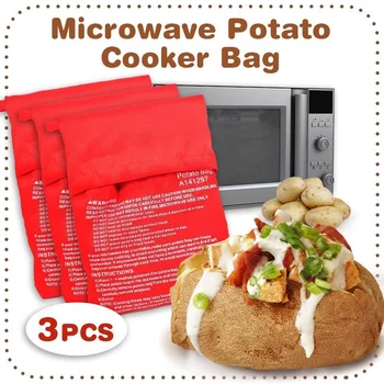 

10PC NEW Red Washable Cooker Bag Baked Potato Microwave Cooking Potato Quick Fast