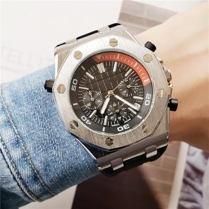 Brand Full-featured Bracelet Casual Quartz Watch 007 Top Real Leather Watch strap Belt Men's Men's Watch Hot Sale