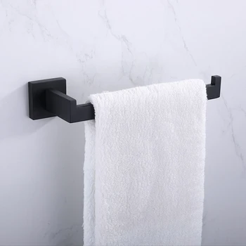 

4pcs Stainless Steel Bathroom Hardware Towel Bar Accessory Set - Black