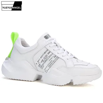 

Brand New Men Thick Platform Shoes Genuine Leather Joggers Trainers Height Increasing Lace Up Zapatillas Deportivas Tenis Shoes