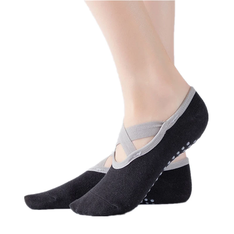Профессиональные женские носки для йоги, дышащие спортивные носки для балета и танцев с противоскользящим силиконовым пилатесом, носки для занятий танцами - Цвет: Black