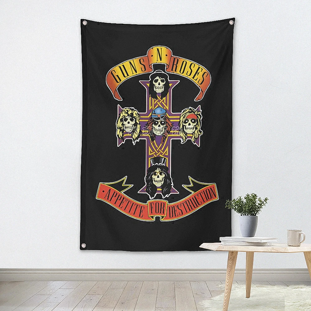 

Rock Band Heavy Metal Music Posters Retro Loft Cloth Art Flag Banner Wall Hanging Tapestry Bedroom Dormitory Home Decoration D4