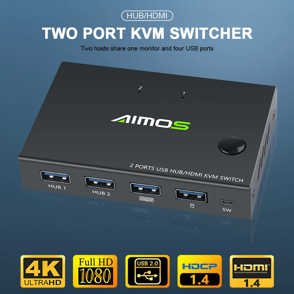 Compra Caja de interruptor KVM 4K USB HDMI, divisor de interruptor 2 USB para PC, compartir teclado, ratón, enchufe para impresora y Paly, en Stock oo3KMd9M7Kw