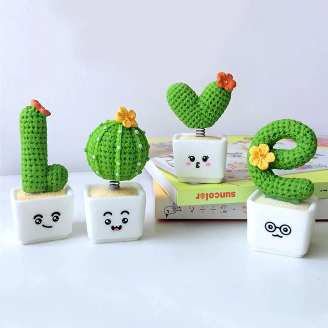 Simulation créative d'amour Cactus, 4 pièces, décoration de voiture en  résine, plante en pot, bonsaï - AliExpress