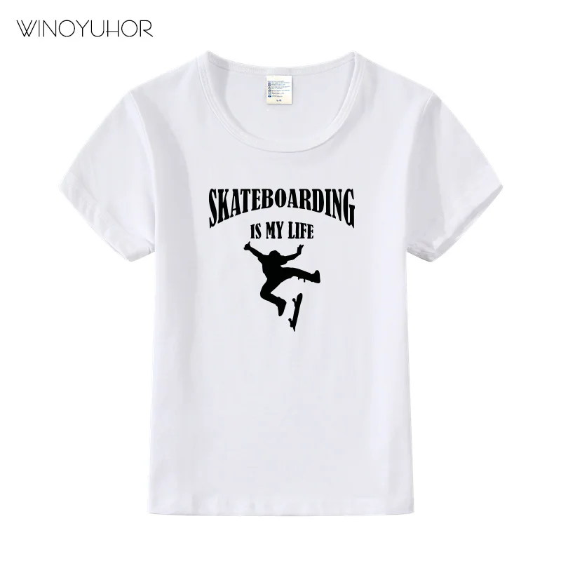 

Skateboard Is My Life Printed T-Shirt Children Causal Summer Short Sleeve T Shirts Kids Boy Girl Hip Hop Tops Cool Streetwear