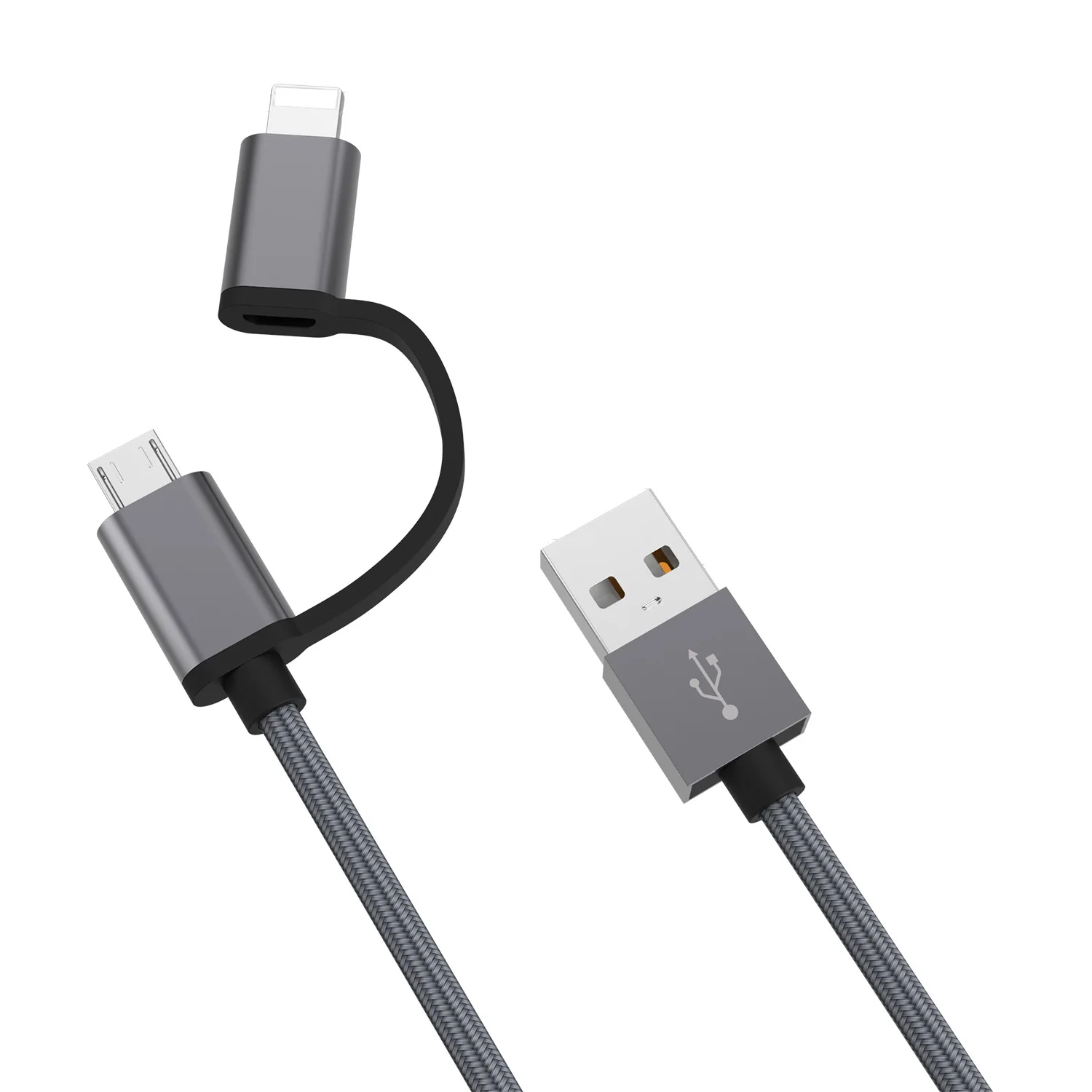 Silver Nohon 2 в 1 USB кабель для iPhone 11 Pro Max X XS Max 8 7 6 Plus type-C Micro USB кабель для Android зарядный телефонный кабель Шнур - Цвет: Silver