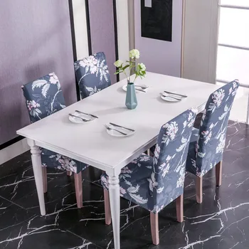 

4PCS Four Seasons Universal Stretch Shair Sover Knit All-inclusive Printing Hotel Restaurant Home Chair Cover Spandex Slipcovers