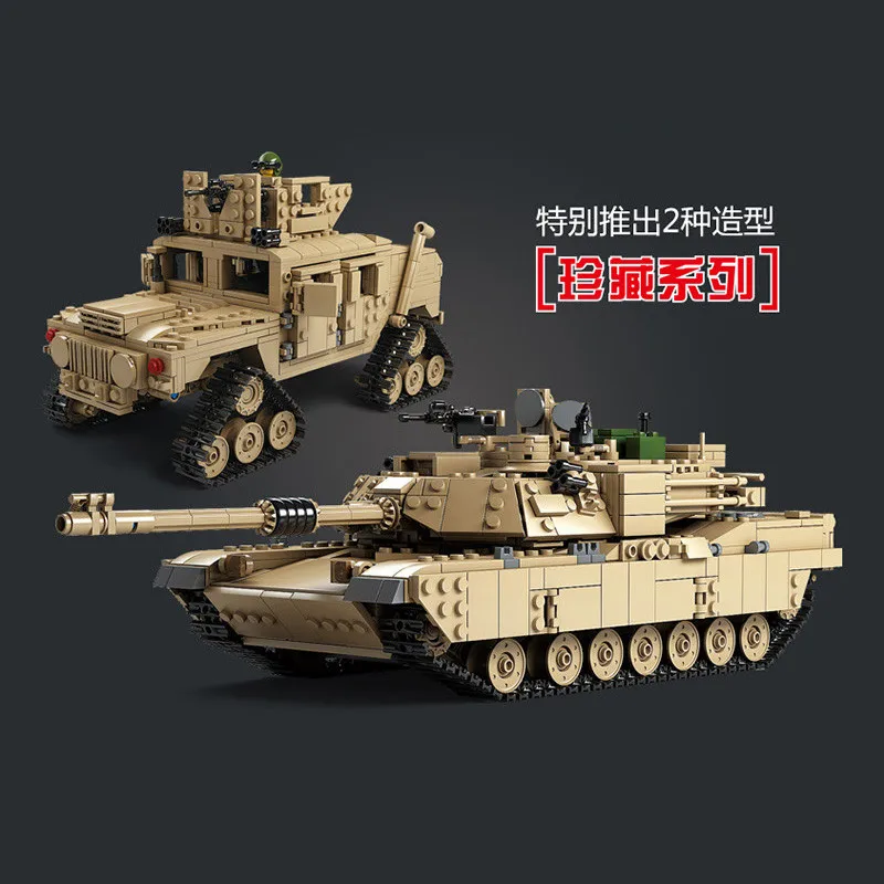  Kazi M1A2 Tank Vehicle Compatible with Legoings Tank Building Blocks Children's Military Assembly T