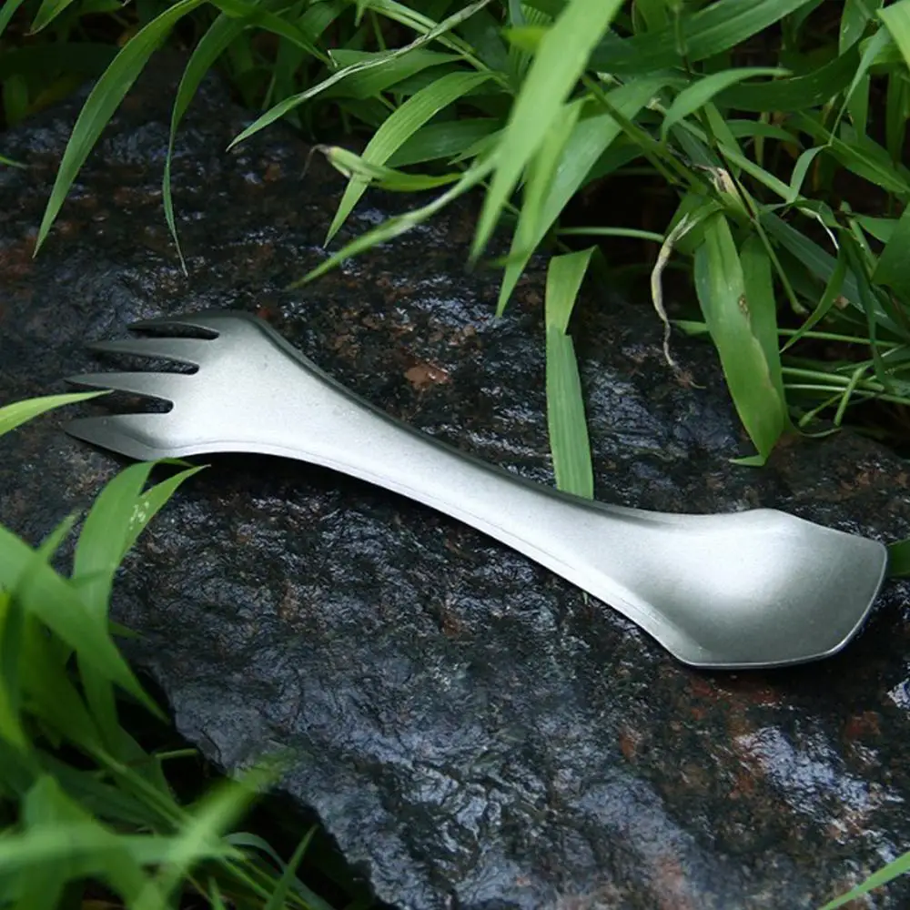 

Three-in-one pure titanium fork spoon camping outdoor multifunctional chopsticks salad picnic super light barbecue tableware