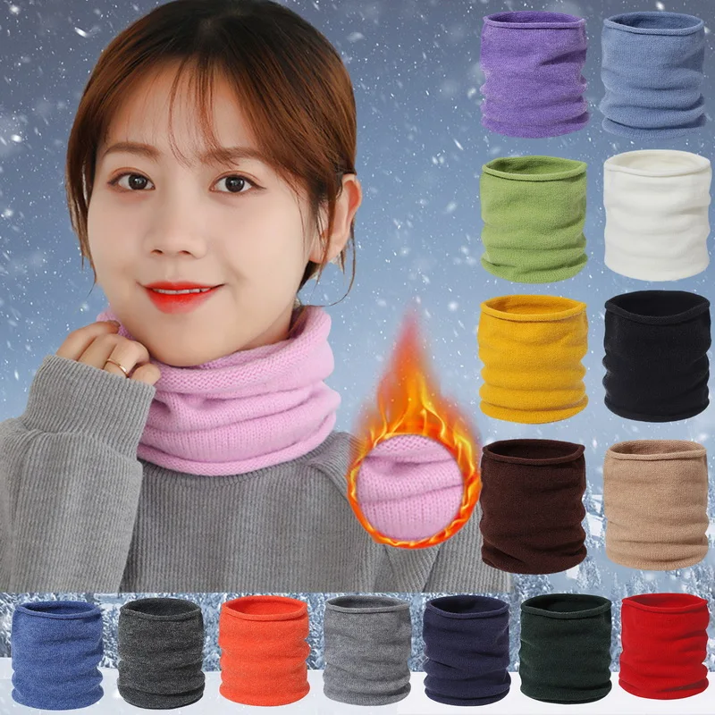

2020 Winter Unisex Scarves Women Warm Ring Neck Collar Scarf Soft Cashmere-like Solid Bandana Men Outdoor Snood Wraps