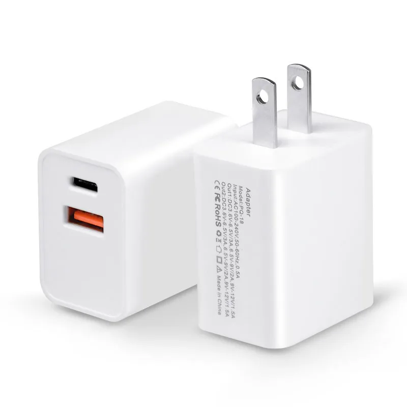 Зарядное устройство USB EU, US, UK, AU Plug USB PD+ QC 3,0, быстрое зарядное устройство, два порта питания, адаптер питания переменного тока для путешествий, для телефона/планшета, 19Nov