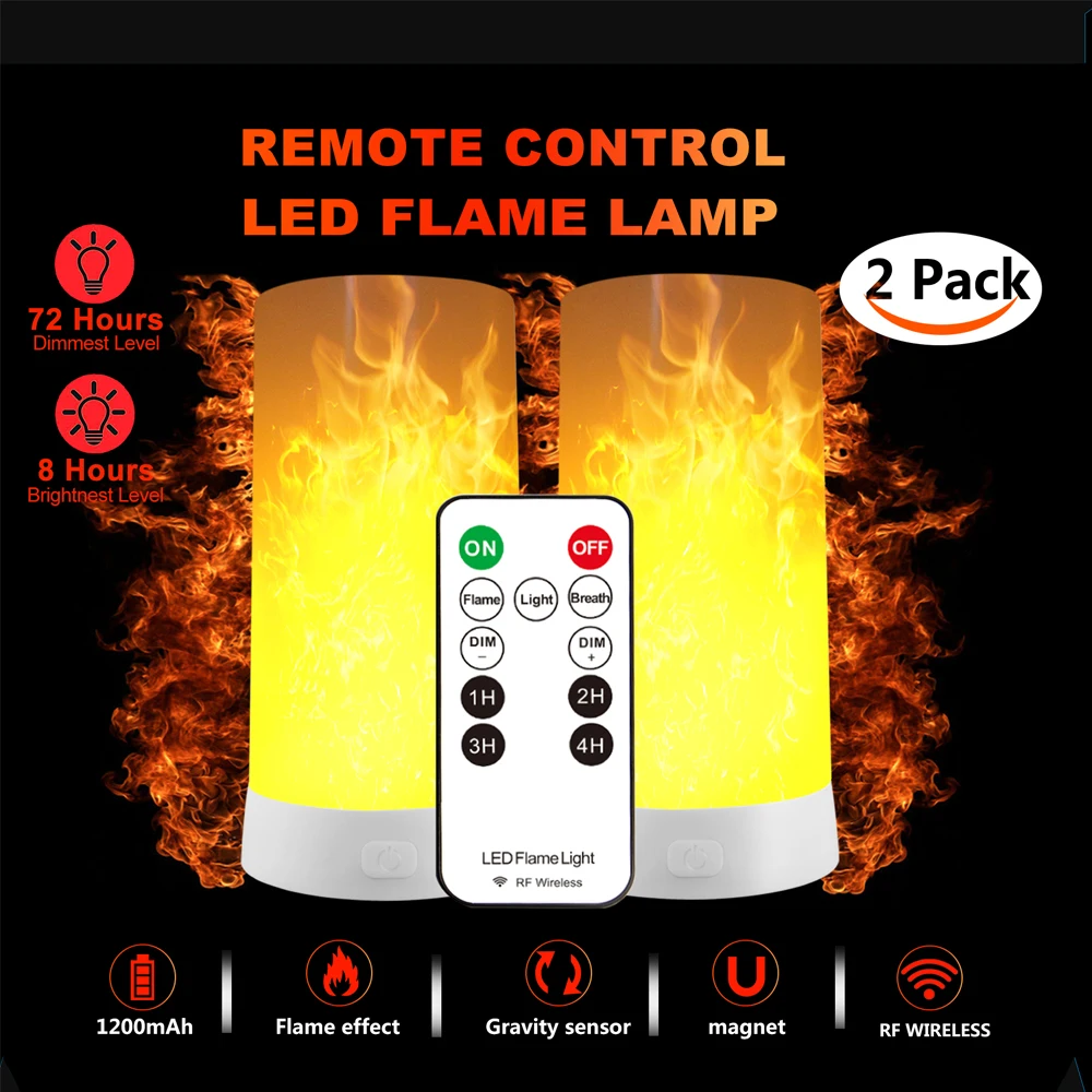 Remote Control Светодиодный ночник с эффектом пламени, USB Перезаряжаемый 3D динамический огненный свет, пульт дистанционного управления, светодиодный светильник для дома, садовый бар, праздник - Испускаемый цвет: Remote Control
