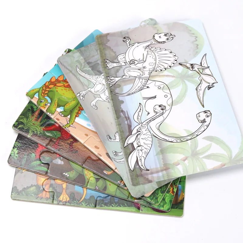 

Children's Educational Tin Graffiti Coloring Puzzle Wooden Blocks Fancy Toy Cartoon DIY Painting Chinese Chequers Maze
