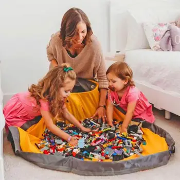 

Portable Kids Toy Storage Bag Drawstring Play Mat For Lego Toys SlideAway Clean-up And Storage Container Bag Organizer Pouch