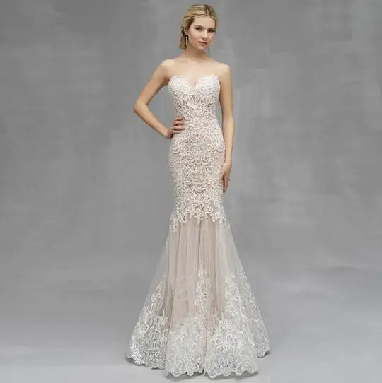 picture color Свадебные платья русалки Vestido De Novia Sirena Бисероплетение Аппликации Кружева Свадебные платья китайский интернет-магазин - Цвет: picture color