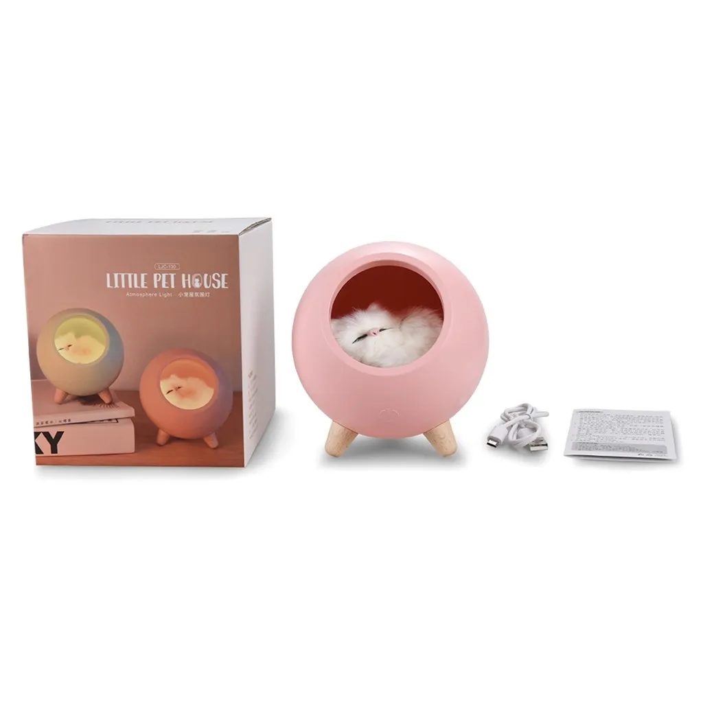 ISHOWTIENDA сенсорный ночник для кошек, домашних животных, лампа с usb-зарядкой, милый мультяшный маленький светодиодный ночник, теплый желтый#906g20