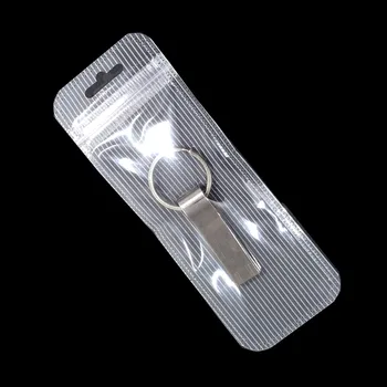 

100Pcs Clear Front White Stripe Design Plastic Zip Lock Package Bag with Hang Hole for DIY Crafts Charger Storage Grocery Pack