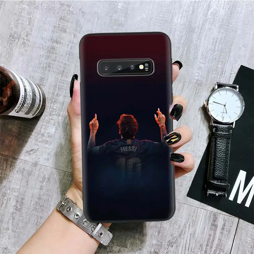 Lionel Messi черный чехол для телефона samsung Galaxy S10+ Plus Lite Note 10 9 8 S9 S8 J4 J6+ Plus S7 S6 Edge Capa