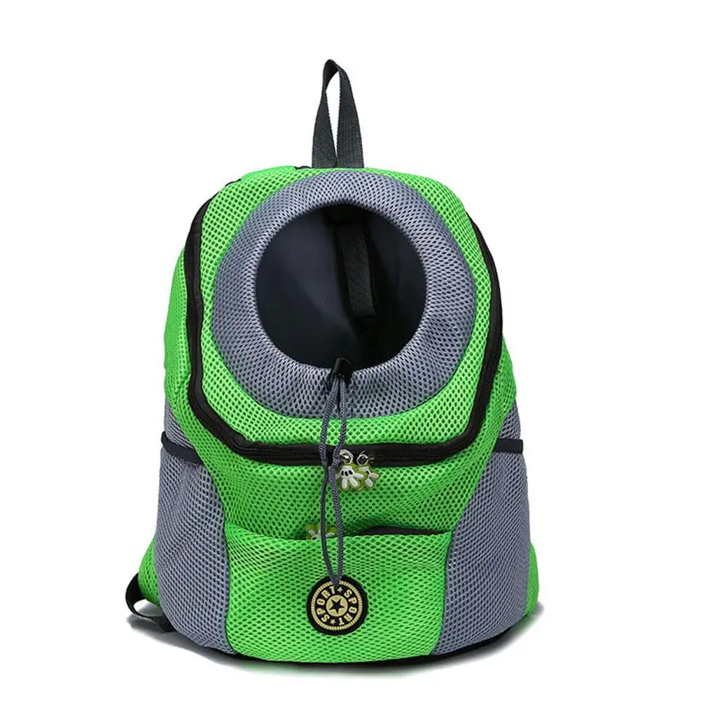 Сетчатый рюкзак на открытом воздухе, переносная сумка для домашних животных, передняя сумка для собак, портативный дорожный рюкзак с двойным плечом - Цвет: green