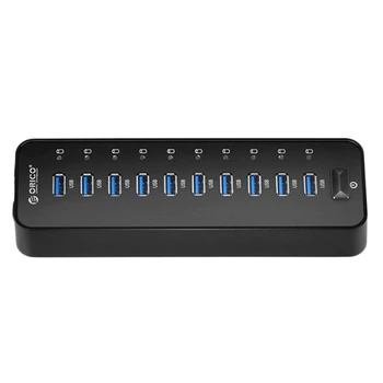 

Orico 5Gbps Super Speed 10 Port Usb 3.0 Hub Portable 12V 3A Power Adapter Via Controller 3.3Ft For Laptop Desktop Peripherals(Us