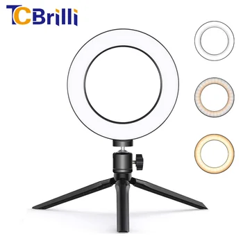 

6" Mini Desktop Tripod Vedio Light LED Selfie Light with Stand Fill Lighting USB Plug for YouTube Live Studio Photography