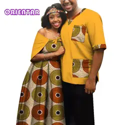 Традиционная африканская одежда для пар мужчин и женщин Африканский принт длинное платье Топы Футболка повседневное бальное платье Lover