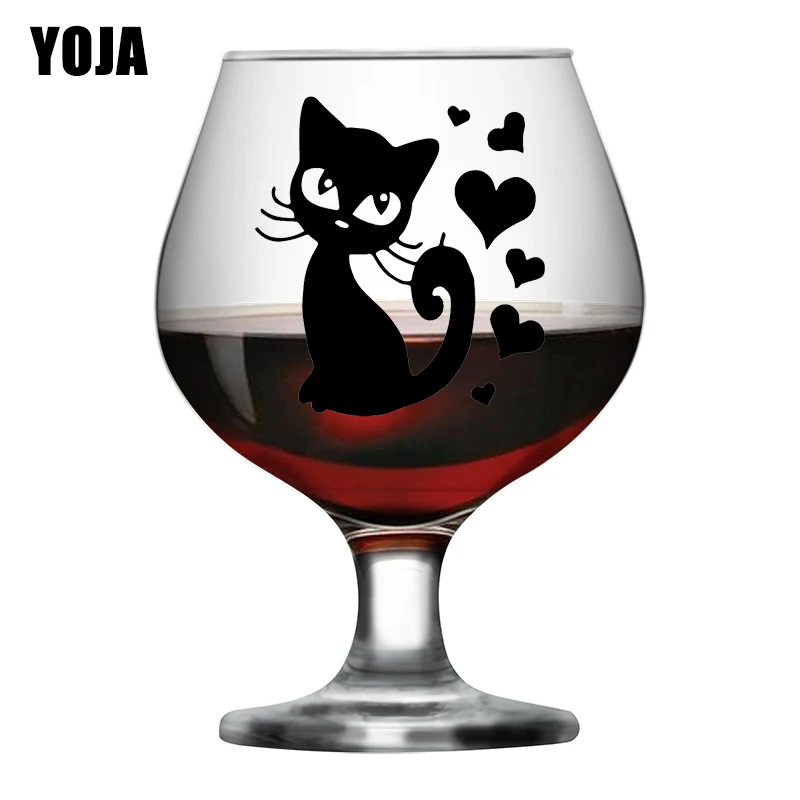 YOJA 5 7X6 4 см 6 шт любовь Кошка девочка спальня настенная декалькомания мода вино
