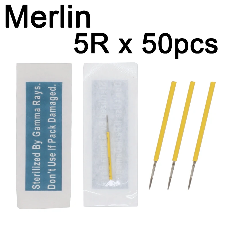 50 шт. 5RL 5 штифтов из нержавеющей стали Biotouch Merlin машина для татуировки иглы для перманентного макияжа бровей и губ